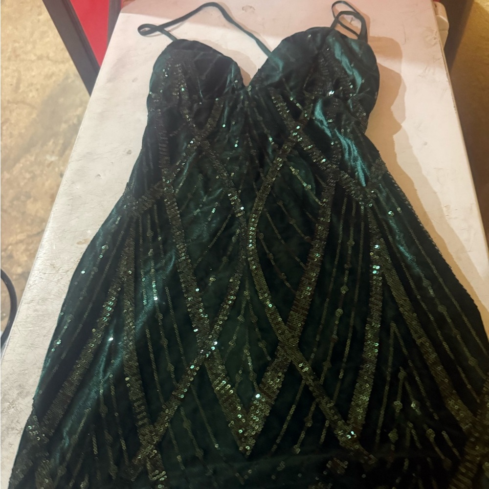 Windsor Strapless Emerald Sequin Dress